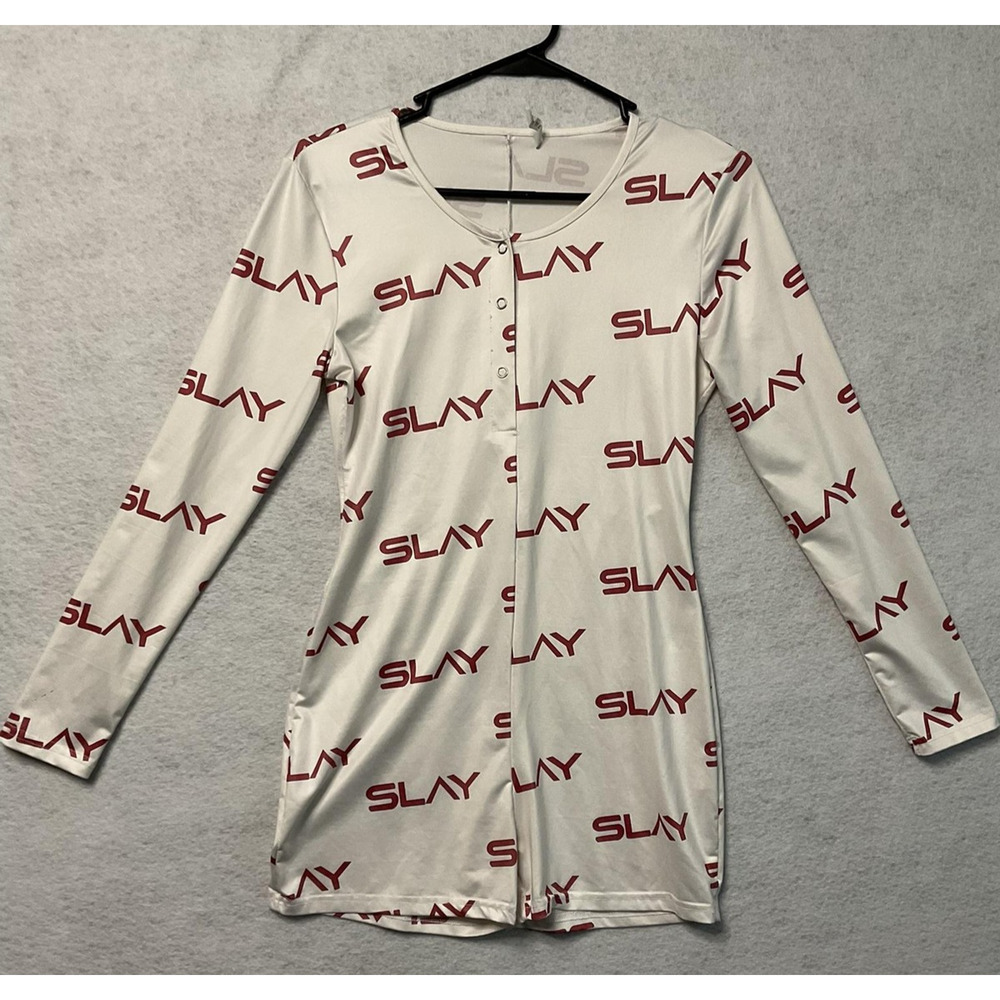 Slay By Ella Lounge Sleep Wear Jumper S White Red Long Sleeve Stretch Graphic